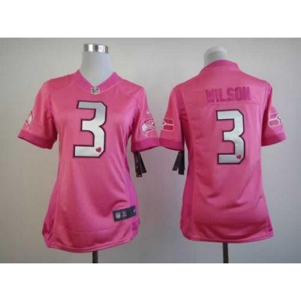 Women's Seahawks #3 Russell Wilson Pink Be Luv'd Stitched NFL Elite Jersey