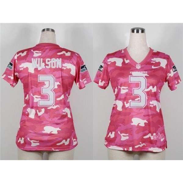 Women's Seahawks #3 Russell Wilson Pink Stitched NFL Elite Camo Jersey