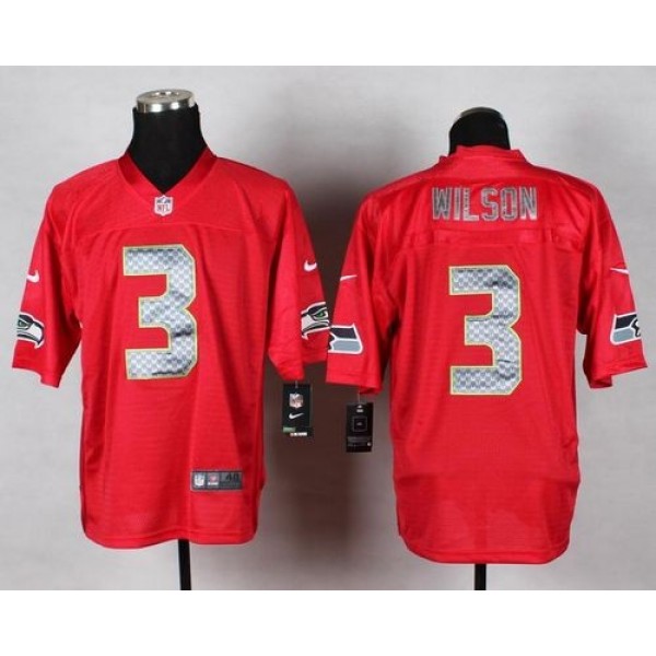 Nike Seahawks #3 Russell Wilson Red Men's Stitched NFL Elite QB Practice Jersey