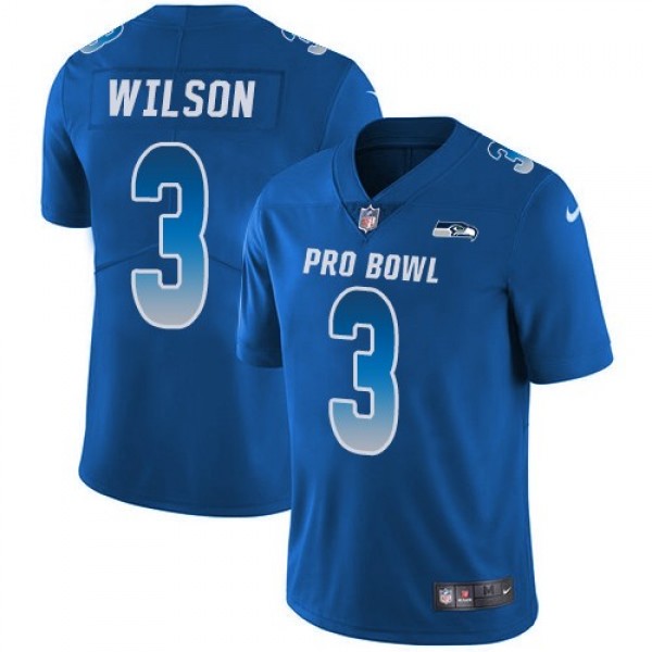 Nike Seahawks #3 Russell Wilson Royal Men's Stitched NFL Limited NFC 2018 Pro Bowl Jersey