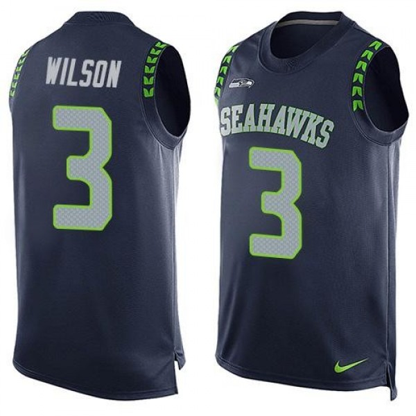 Nike Seahawks #3 Russell Wilson Steel Blue Team Color Men's Stitched NFL Limited Tank Top Jersey