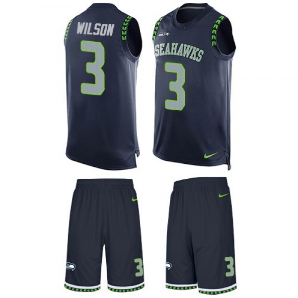 Nike Seahawks #3 Russell Wilson Steel Blue Team Color Men's Stitched NFL Limited Tank Top Suit Jersey