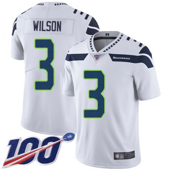 Nike Seahawks #3 Russell Wilson White Men's Stitched NFL 100th Season Vapor Limited Jersey