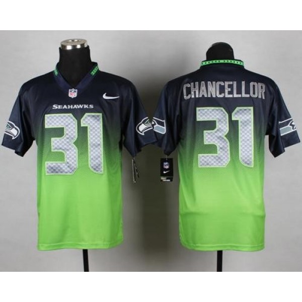 Nike Seahawks #31 Kam Chancellor Steel Blue/Green Men's Stitched NFL Elite Fadeaway Fashion Jersey