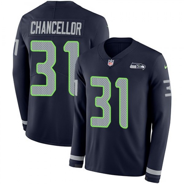 Nike Seahawks #31 Kam Chancellor Steel Blue Team Color Men's Stitched NFL Limited Therma Long Sleeve Jersey