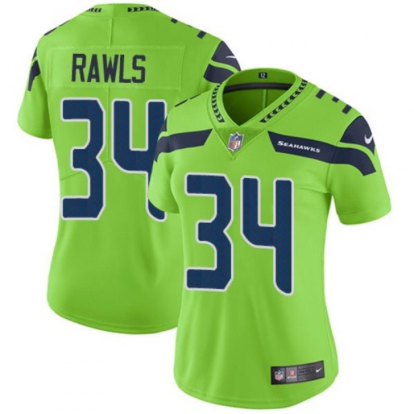 Women's Seahawks #34 Thomas Rawls Green Stitched NFL Limited Rush Jersey
