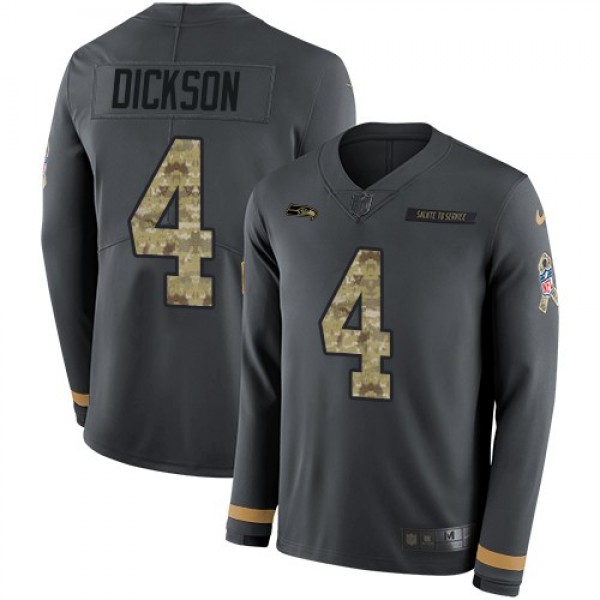 Nike Seahawks #4 Michael Dickson Anthracite Salute to Service Men's Stitched NFL Limited Therma Long Sleeve Jersey