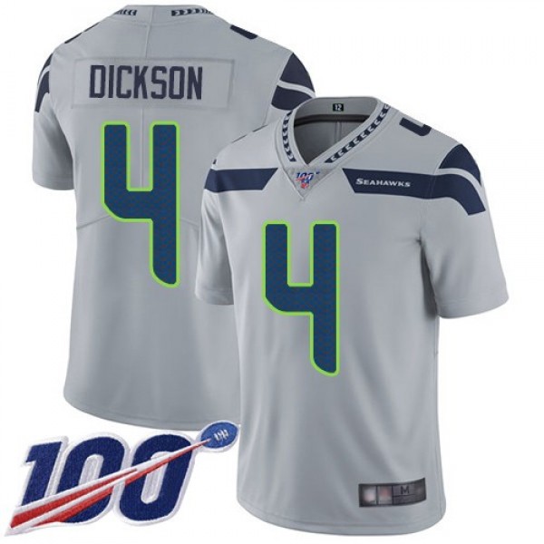 Nike Seahawks #4 Michael Dickson Grey Alternate Men's Stitched NFL 100th Season Vapor Limited Jersey