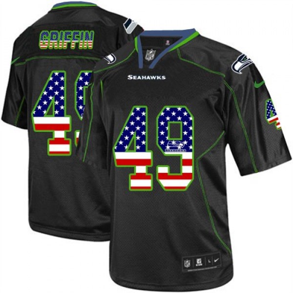 Nike Seahawks #49 Shaquem Griffin Black Men's Stitched NFL Elite USA Flag Fashion Jersey