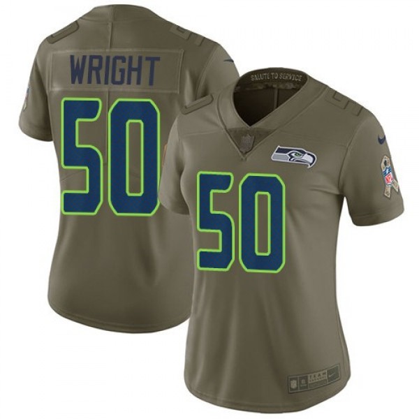 Women's Seahawks #50 K.J. Wright Olive Stitched NFL Limited 2017 Salute to Service Jersey