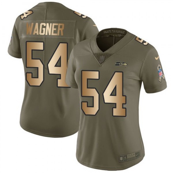 Women's Seahawks #54 Bobby Wagner Olive Gold Stitched NFL Limited 2017 Salute to Service Jersey