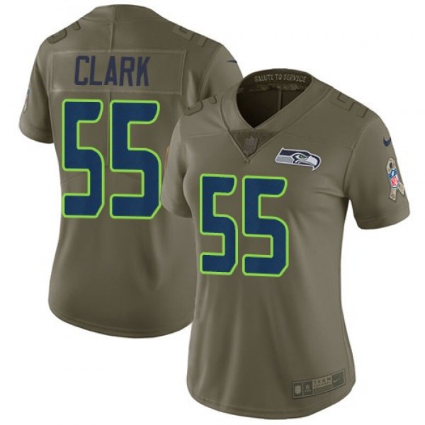 Women's Seahawks #55 Frank Clark Olive Stitched NFL Limited 2017 Salute to Service Jersey