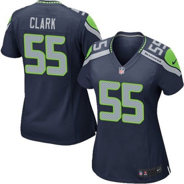 Women's Seahawks #55 Frank Clark Steel Blue Team Color Stitched NFL Elite Jersey