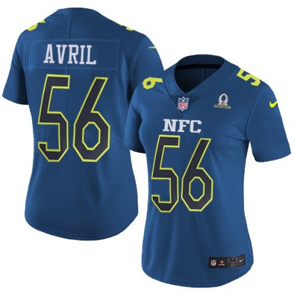 Women's Seahawks #56 Cliff Avril Navy Stitched NFL Limited NFC 2017 Pro Bowl Jersey