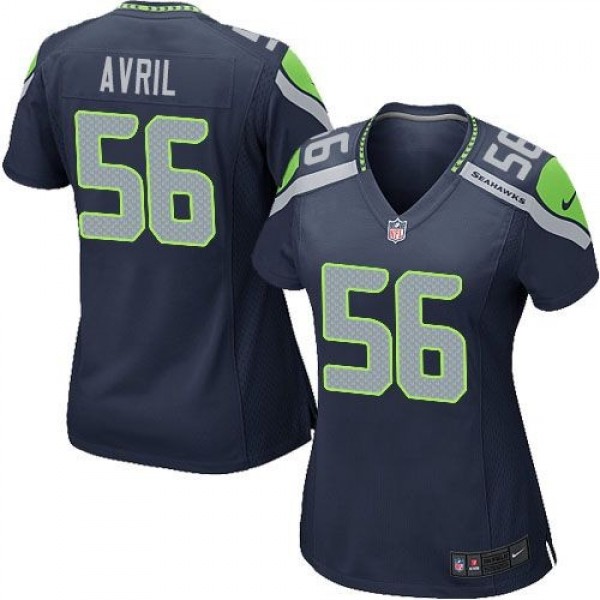 Women's Seahawks #56 Cliff Avril Steel Blue Team Color Stitched NFL Elite Jersey