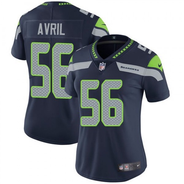 Women's Seahawks #56 Cliff Avril Steel Blue Team Color Stitched NFL Vapor Untouchable Limited Jersey