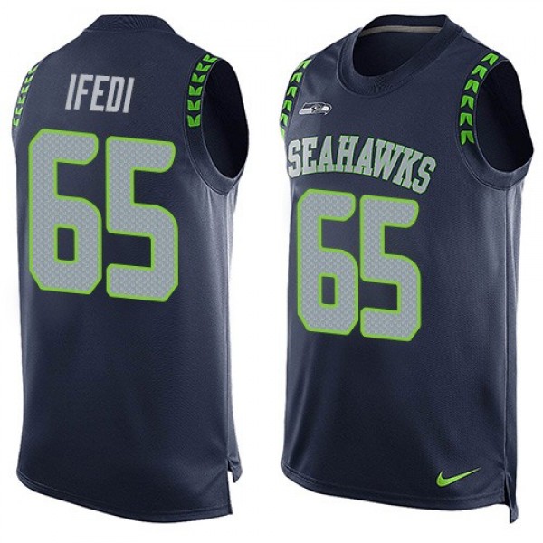 Nike Seahawks #65 Germain Ifedi Steel Blue Team Color Men's Stitched NFL Limited Tank Top Jersey