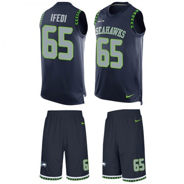 Nike Seahawks #65 Germain Ifedi Steel Blue Team Color Men's Stitched NFL Limited Tank Top Suit Jersey
