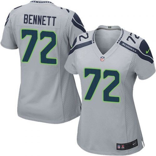 Women's Seahawks #72 Michael Bennett Grey Alternate Stitched NFL Elite Jersey