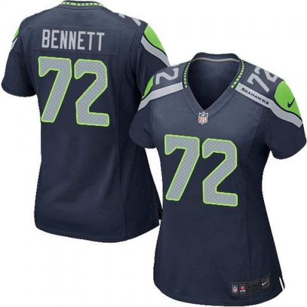 Women's Seahawks #72 Michael Bennett Steel Blue Team Color Stitched NFL Elite Jersey