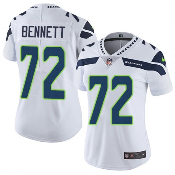 Women's Seahawks #72 Michael Bennett White Stitched NFL Vapor Untouchable Limited Jersey