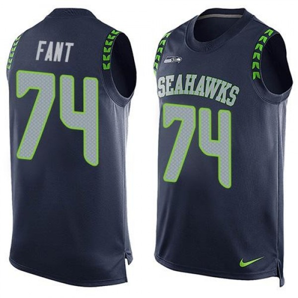 Nike Seahawks #74 George Fant Steel Blue Team Color Men's Stitched NFL Limited Tank Top Jersey
