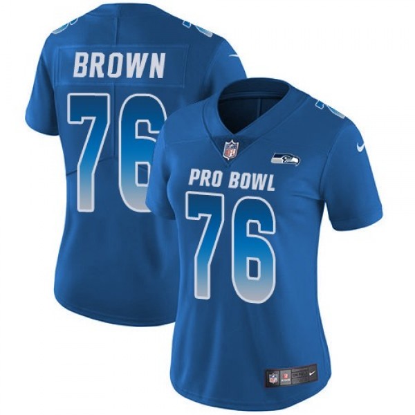 Women's Seahawks #76 Duane Brown Royal Stitched NFL Limited NFC 2018 Pro Bowl Jersey