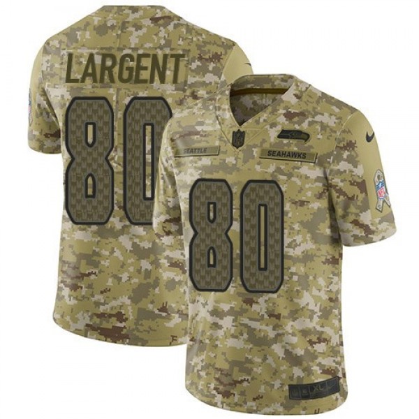 Nike Seahawks #80 Steve Largent Camo Men's Stitched NFL Limited 2018 Salute To Service Jersey