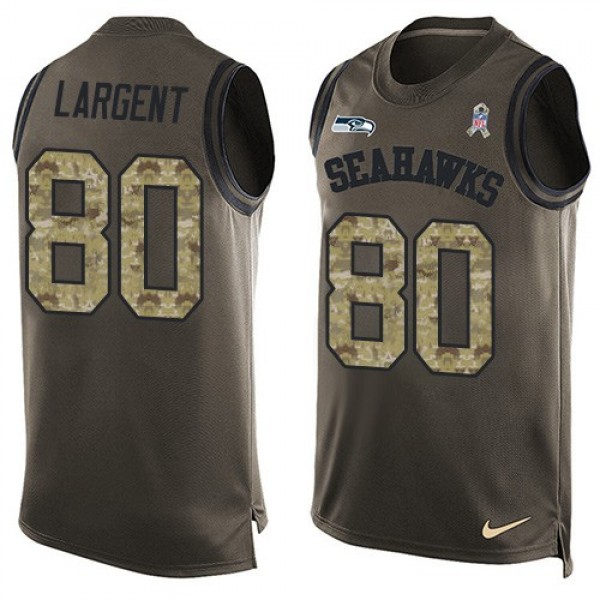 Nike Seahawks #80 Steve Largent Green Men's Stitched NFL Limited Salute To Service Tank Top Jersey