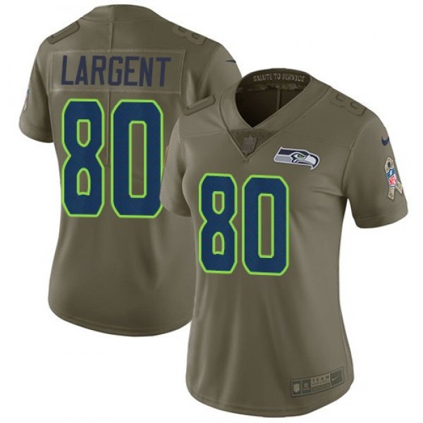 Women's Seahawks #80 Steve Largent Olive Stitched NFL Limited 2017 Salute to Service Jersey