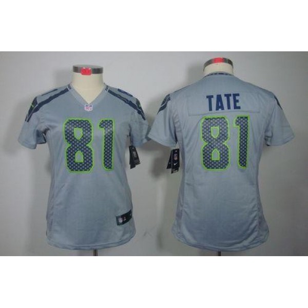 Women's Seahawks #81 Golden Tate Grey Alternate Stitched NFL Limited Jersey