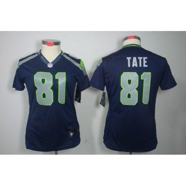 Women's Seahawks #81 Golden Tate Steel Blue Team Color Stitched NFL Limited Jersey