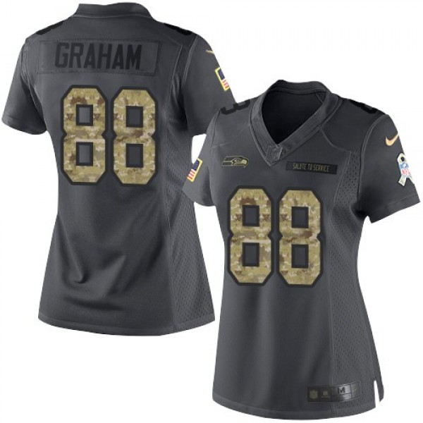 Women's Seahawks #88 Jimmy Graham Black Stitched NFL Limited 2016 Salute to Service Jersey