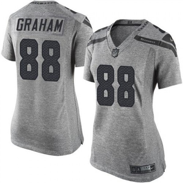 Women's Seahawks #88 Jimmy Graham Gray Stitched NFL Limited Gridiron Gray Jersey