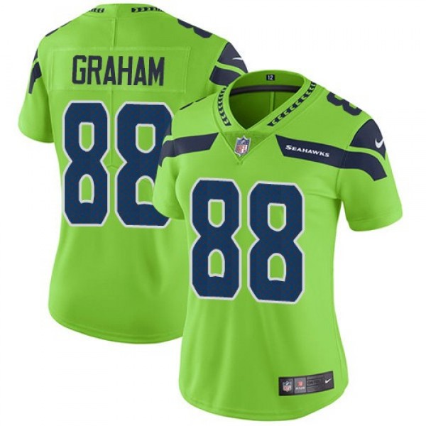 Women's Seahawks #88 Jimmy Graham Green Stitched NFL Limited Rush Jersey