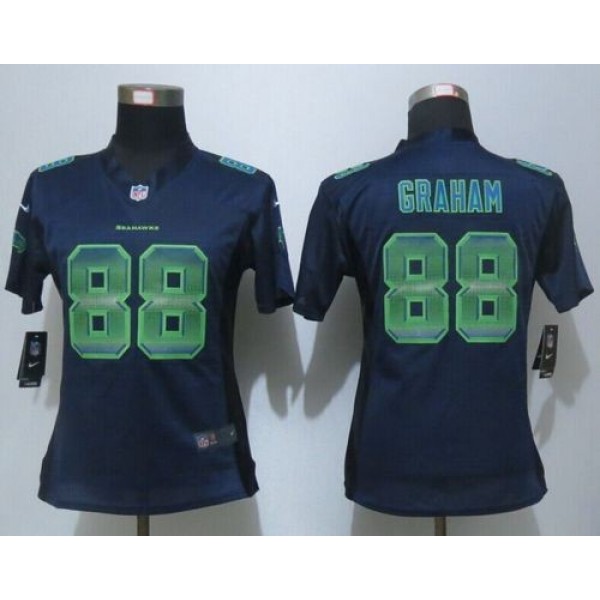 Women's Seahawks #88 Jimmy Graham Steel Blue Team Color Stitched NFL Elite Strobe Jersey