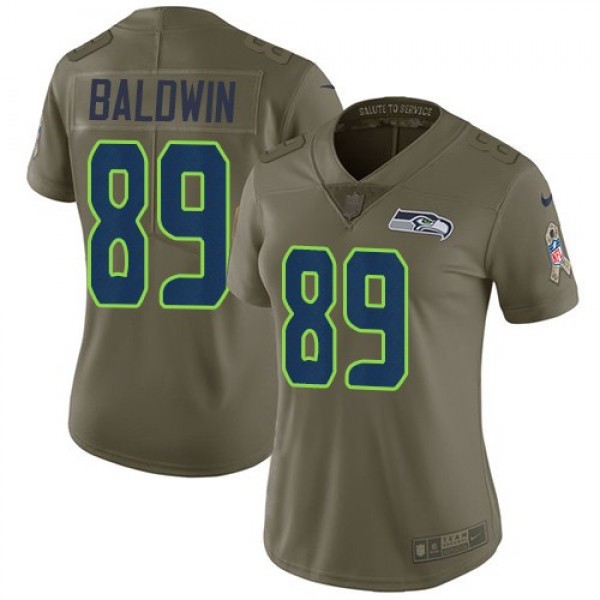 Women's Seahawks #89 Doug Baldwin Olive Stitched NFL Limited 2017 Salute to Service Jersey