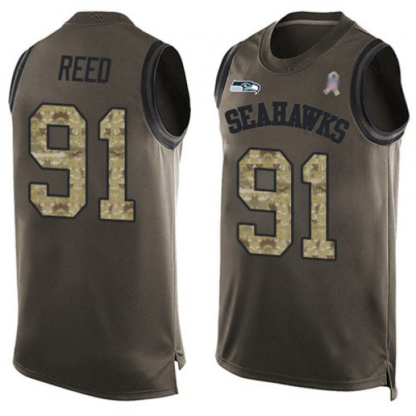 Nike Seahawks #91 Jarran Reed Green Men's Stitched NFL Limited Salute To Service Tank Top Jersey