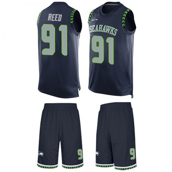 Nike Seahawks #91 Jarran Reed Steel Blue Team Color Men's Stitched NFL Limited Tank Top Suit Jersey