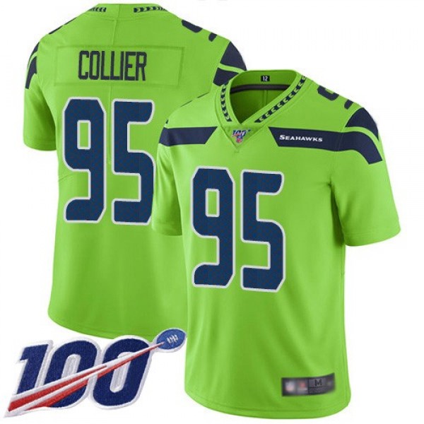 Nike Seahawks #95 L.J. Collier Green Men's Stitched NFL Limited Rush 100th Season Jersey
