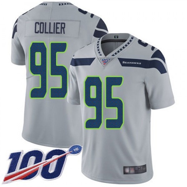 Nike Seahawks #95 L.J. Collier Grey Alternate Men's Stitched NFL 100th Season Vapor Limited Jersey