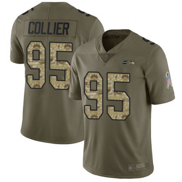 Nike Seahawks #95 L.J. Collier Olive/Camo Men's Stitched NFL Limited 2017 Salute To Service Jersey