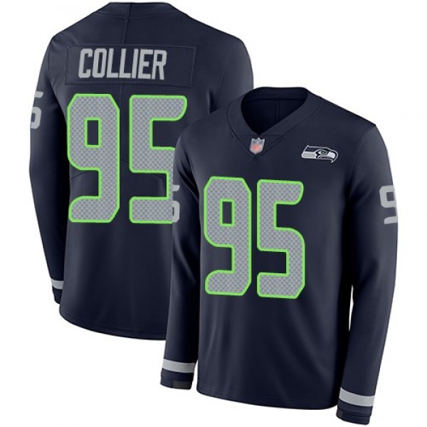Nike Seahawks #95 L.J. Collier Steel Blue Team Color Men's Stitched NFL Limited Therma Long Sleeve Jersey