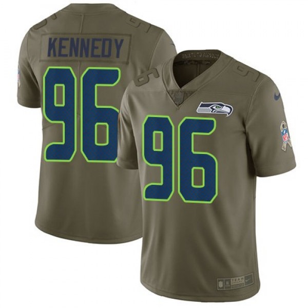 Nike Seahawks #96 Cortez Kennedy Olive Men's Stitched NFL Limited 2017 Salute to Service Jersey