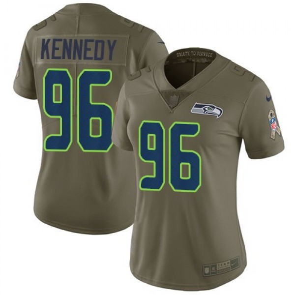 Women's Seahawks #96 Cortez Kennedy Olive Stitched NFL Limited 2017 Salute to Service Jersey