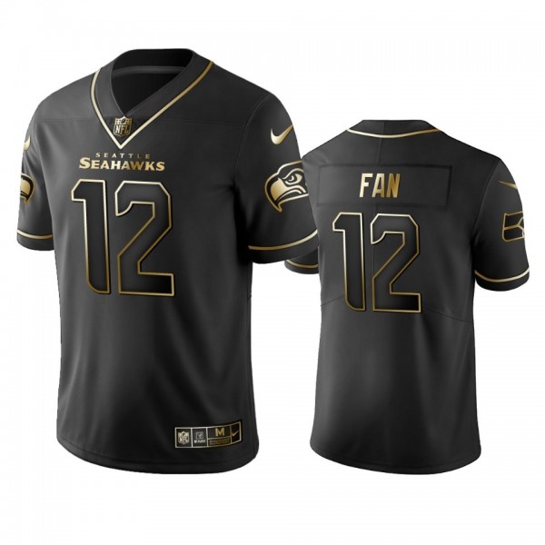 Seahawks #12 Fan Men's Stitched NFL Vapor Untouchable Limited Black Golden Jersey