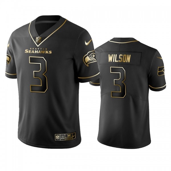 Seahawks #3 Russell Wilson Men's Stitched NFL Vapor Untouchable Limited Black Golden Jersey
