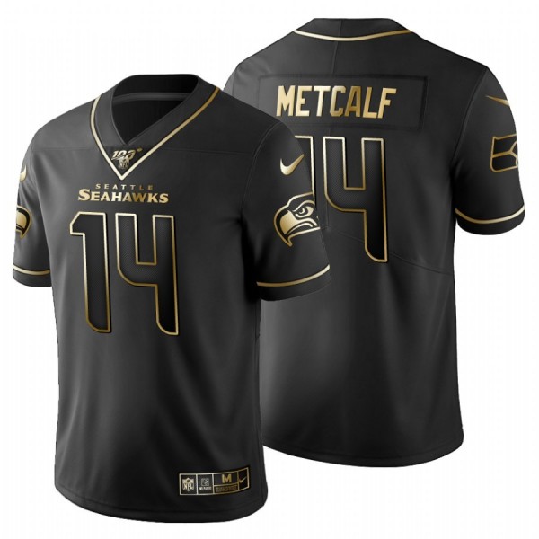 Seattle Seahawks #14 DK Metcalf Men's Nike Black Golden Limited NFL 100 Jersey
