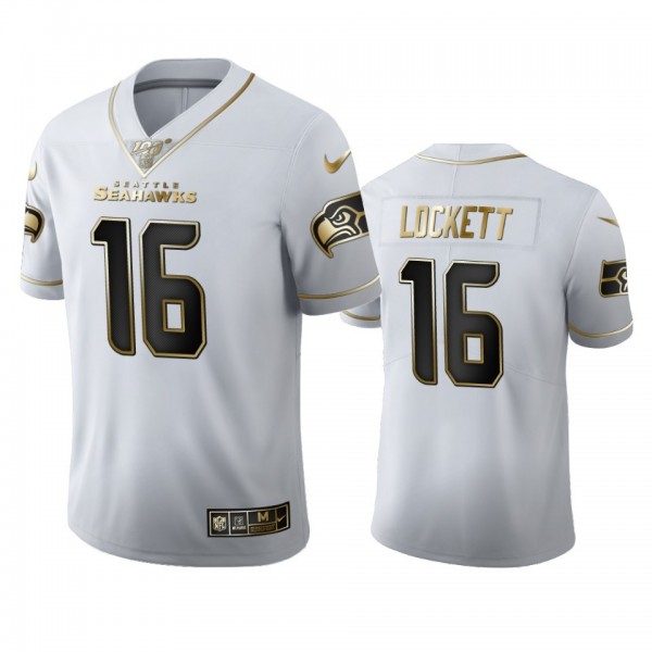 Seattle Seahawks #16 Tyler Lockett Men's Nike White Golden Edition Vapor Limited NFL 100 Jersey