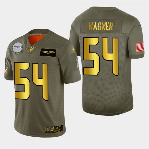 Seattle Seahawks #54 Bobby Wagner Men's Nike Olive Gold 2019 Salute to Service Limited NFL 100 Jersey